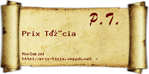 Prix Tícia névjegykártya